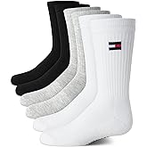 Tommy Hilfiger Unisex Kids' Athletic Socks - Cushioned Crew Socks (6 Pack)