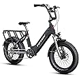 Totem Electric Bike for Adults-Peak 1500W Motor 75 Miles Range-Cargo E-Bike Fat Tire 20"x3"-Urban City Commuting Bicycle-Load Capacity 330 LB-48V 15Ah Built-in Battery-Front Suspension-Hauler