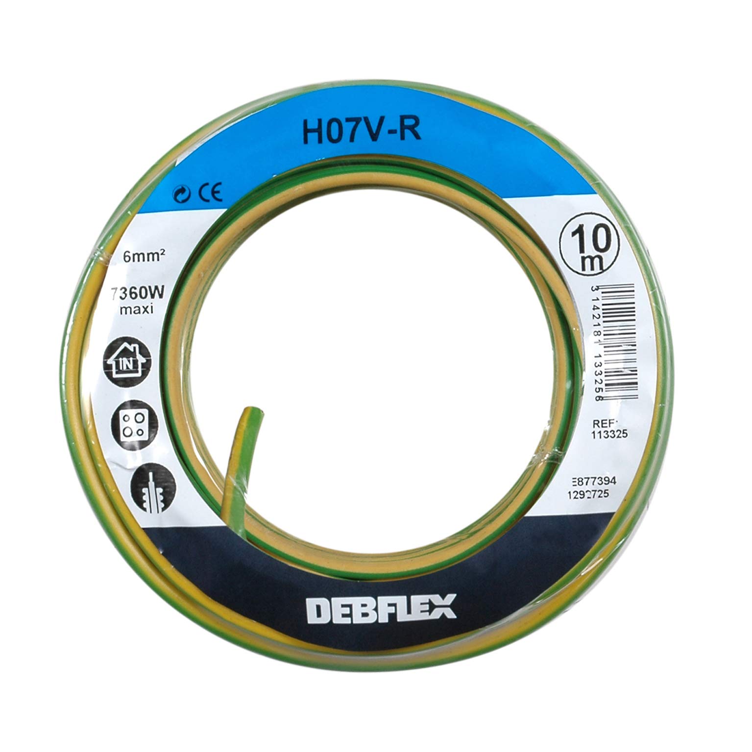 Debflex 113325 Cable Reel HO7V-R 6 10 m Yellow/Green