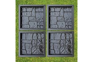 Betonex 4 pcs Plastic ABS 2mm Cement Mold - Paver Mold Reusable - Casting Pathmaker Garden Pathmate Pavement Precast Concrete Molds and Forms Walkway