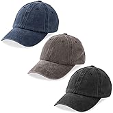 MEINICY 3 Packs Washed-Cotton Plain Baseball Cap, Vintage Adjustable Dad Hats Gift for Men/Women,Unstructured