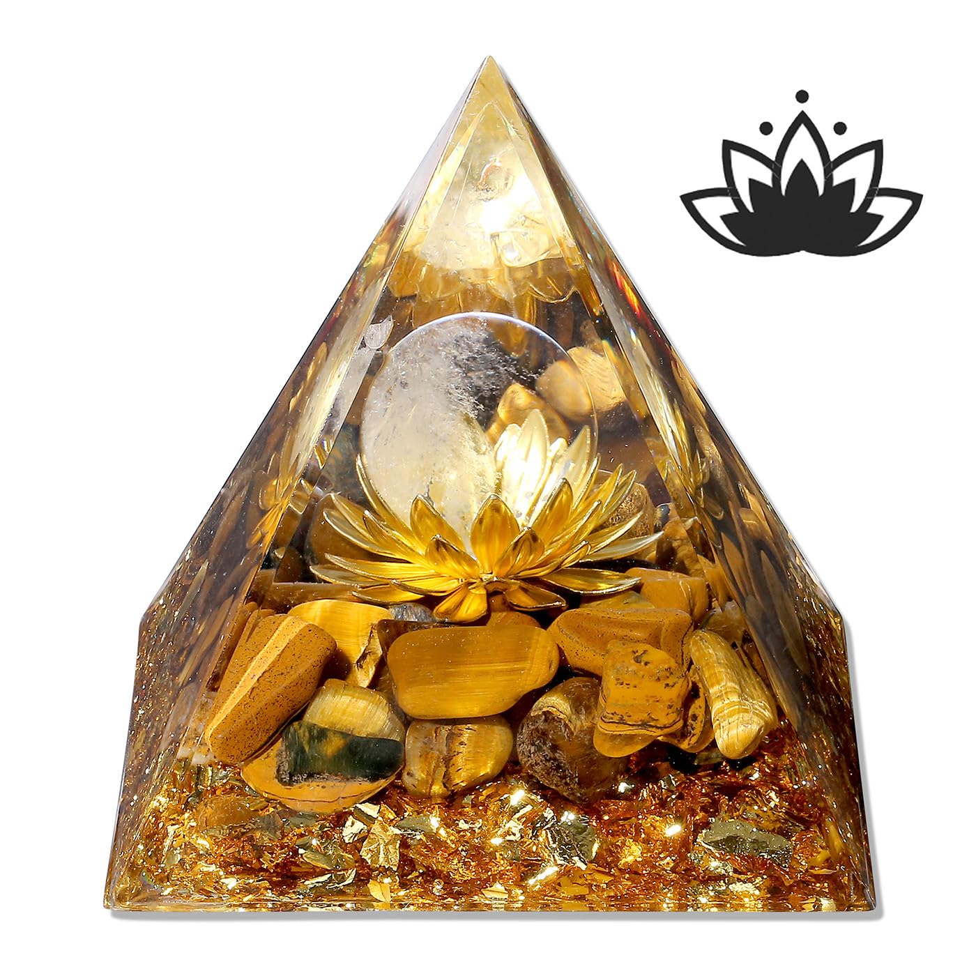 XIANNVXI Lotus Flower Tigers Eye Crystal Tower Unusual Gifts Tigers Eye Crystal Gifts Orgonite Orgone Gemstone Stone Tower for Reiki Healing
