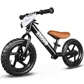KRIDDO Toddler Balance Bike 2 Year Old, Gift for 2-3 Boys Girls, Adjustable | 2 Year Old Boy Birthday Gift, Easy to Assemble, Personalized Plate with 3 Sticker Sets, Black