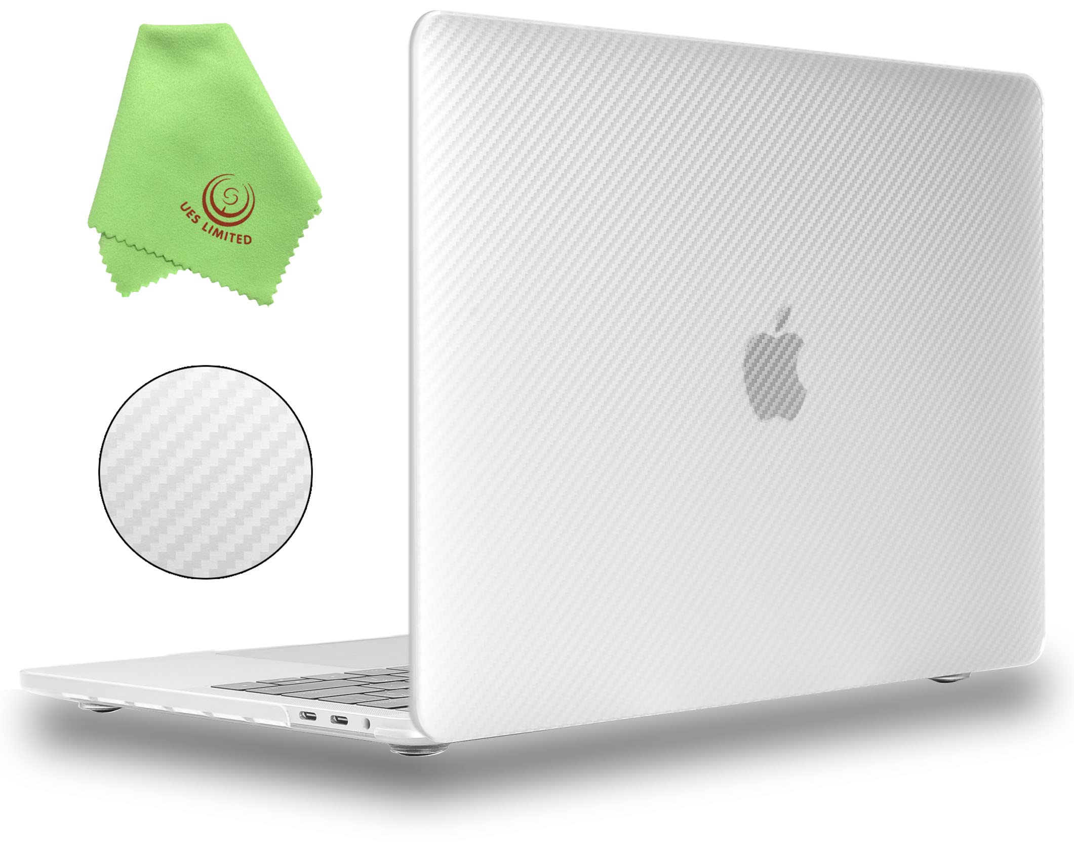 UESWILL Compatible with 2016-2024 MacBook Pro 13 inch Case Model A2338 M1 M2 A2289 A2251 A2159 A1989 A1706 A1708 with USB-C Touch Bar, Carbon Fiber Texture Hard Shell Case Cover, Clear