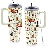 TNASURHUS Rodeo Tumbler Gifts for Men, 40oz Cowgirl Western Tumbler with Handle for Women, Reusable Durable for Gym or Outdoors, Birthday Christmas Thanksgiving Day Gifts for Friends