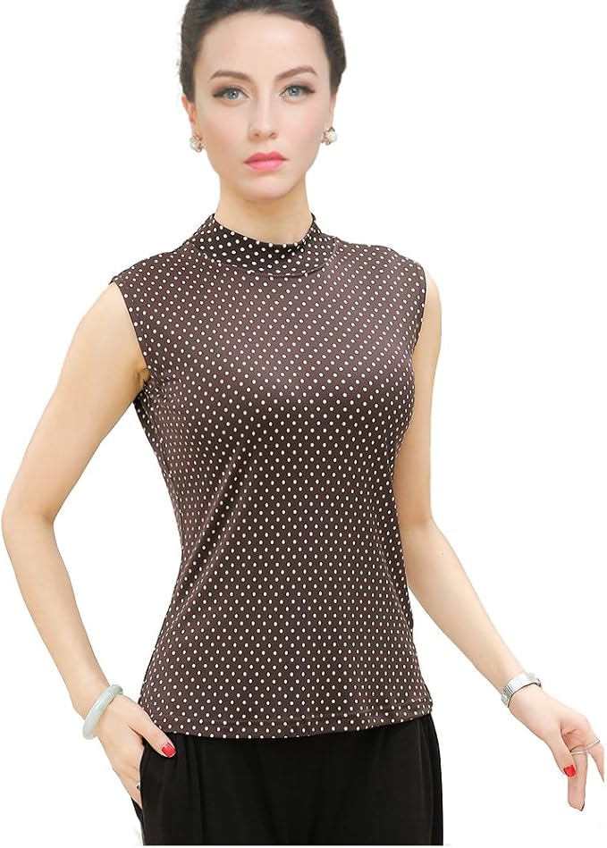 Download ForeverSilk Women's 100% Silk Knitted Mock Neck Sleeveless ...