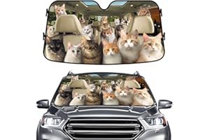 GENANY Cute Cat Group Funny Windshield Sun Shade for Car SUV Truck (55x30 Inches), Sun Shade Windshield, Shades for Front Windows, Protector Blocks UV, Christmas Car Decor