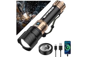 SKYFIRE LED Flashlights High Lumens with Ignition Lens,2000lm Super Bright Rechargeable Flashlight,Zoomable,Four Modes,Waterproof Tactical Flash Light for Camping Essentials,Outdoor,Home&Gifts