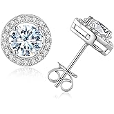 Moissanite Stud Earrings for Women, 925 Sterling Silver 1-2Carat Moissanite D Color Stud Earrings Perfect Jewelry Gifts