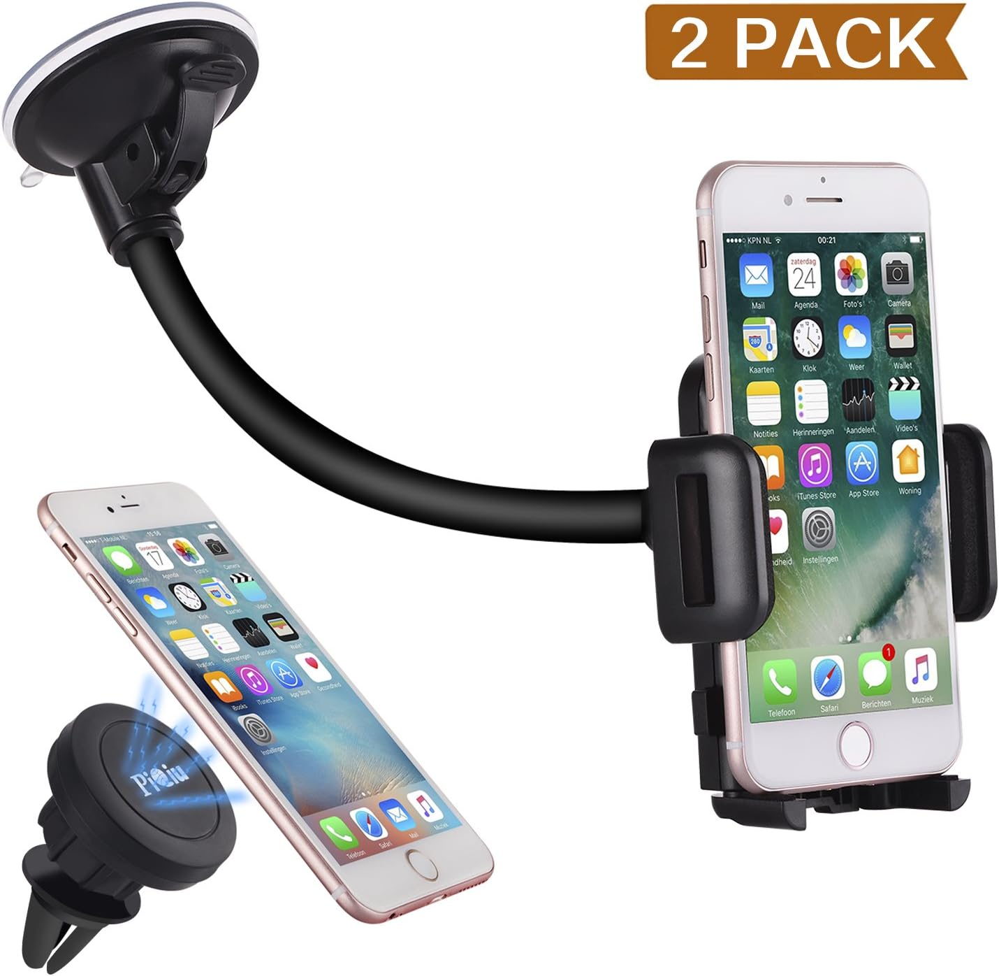 Car Mount. Piqiu 2 Pack Magnetic Air Vent Car Phone Holder Cradle and Dashboard/Windshield Universal Phone Kickstand for iPhone 7 7 Plus/ 6s Plus/6s/6Samsung Lg Sony and Smartphone Cell Phone