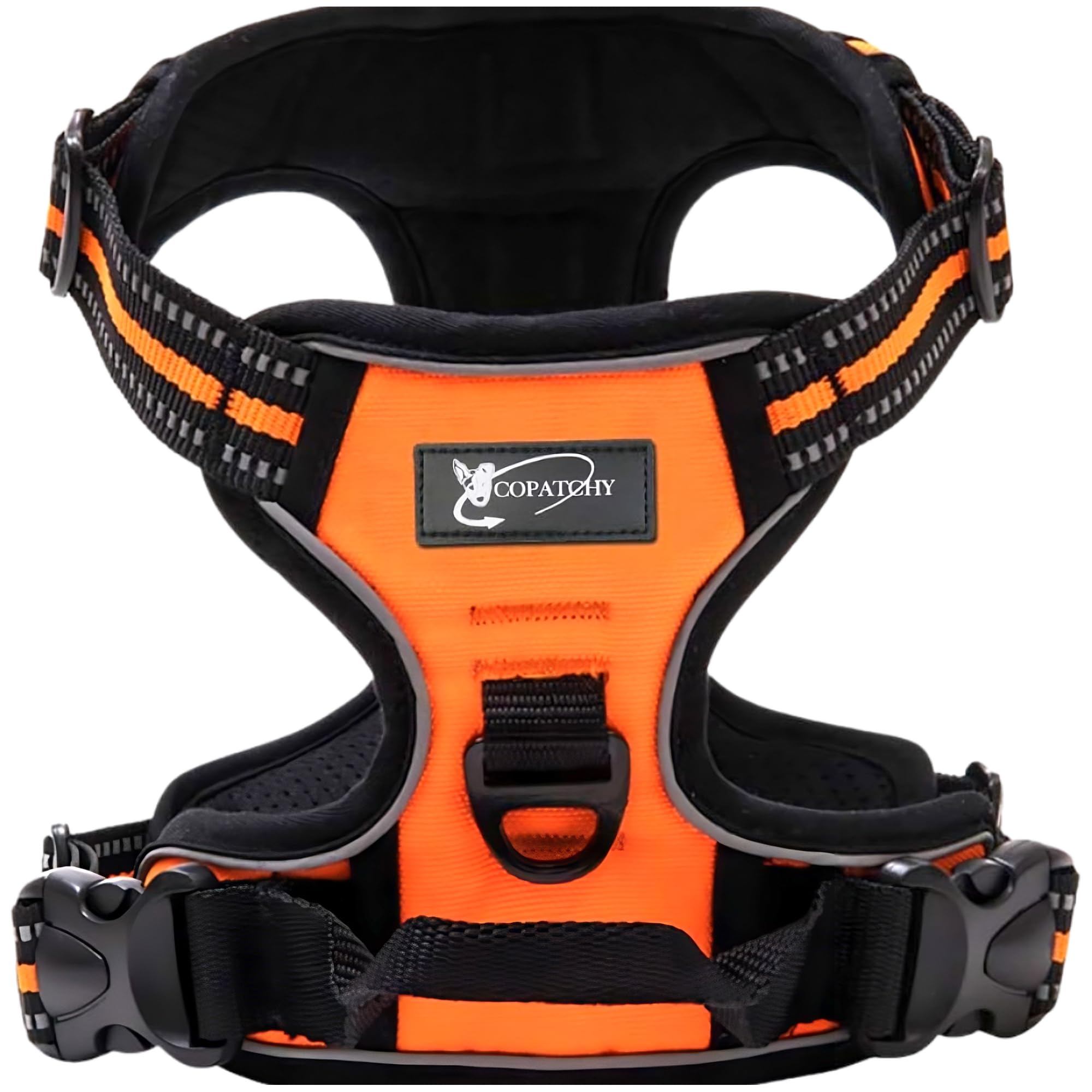 Copatchy Dog Harness No-Pull Pet Harness Adjustable Outdoor Vest 3M Reflective Oxford Material Easy Control for All Sized Dogs (Large, Orange)