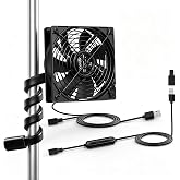 Xiaoqijia Grow Tent Fan, 4.7in, IP54, 6-Speed, Timer Cycle, for Greenhouse | 5V/12V Dual Voltage, 360 Gooseneck, 60000H, Ball Bearing, Dust Proof, Tool-Free, for Grow Tent Cabinet Pet Crate Hydroponics