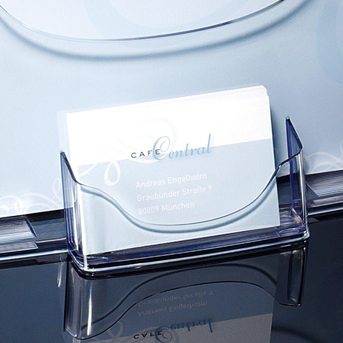 SIGEL LH111 Table-Top Literature Holder, for A4, with additional business card compartment, uv resistant acrylic, clear, 4 Pieces - Image 3