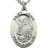 Westman Works St John Solid Pewter One Inch Saint Medal with Stainless Steel Chain