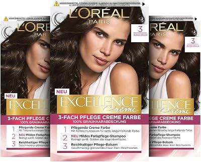 L'Oreal Paris Excellence 3 Darkest Brown Triple Pack Hair Dye