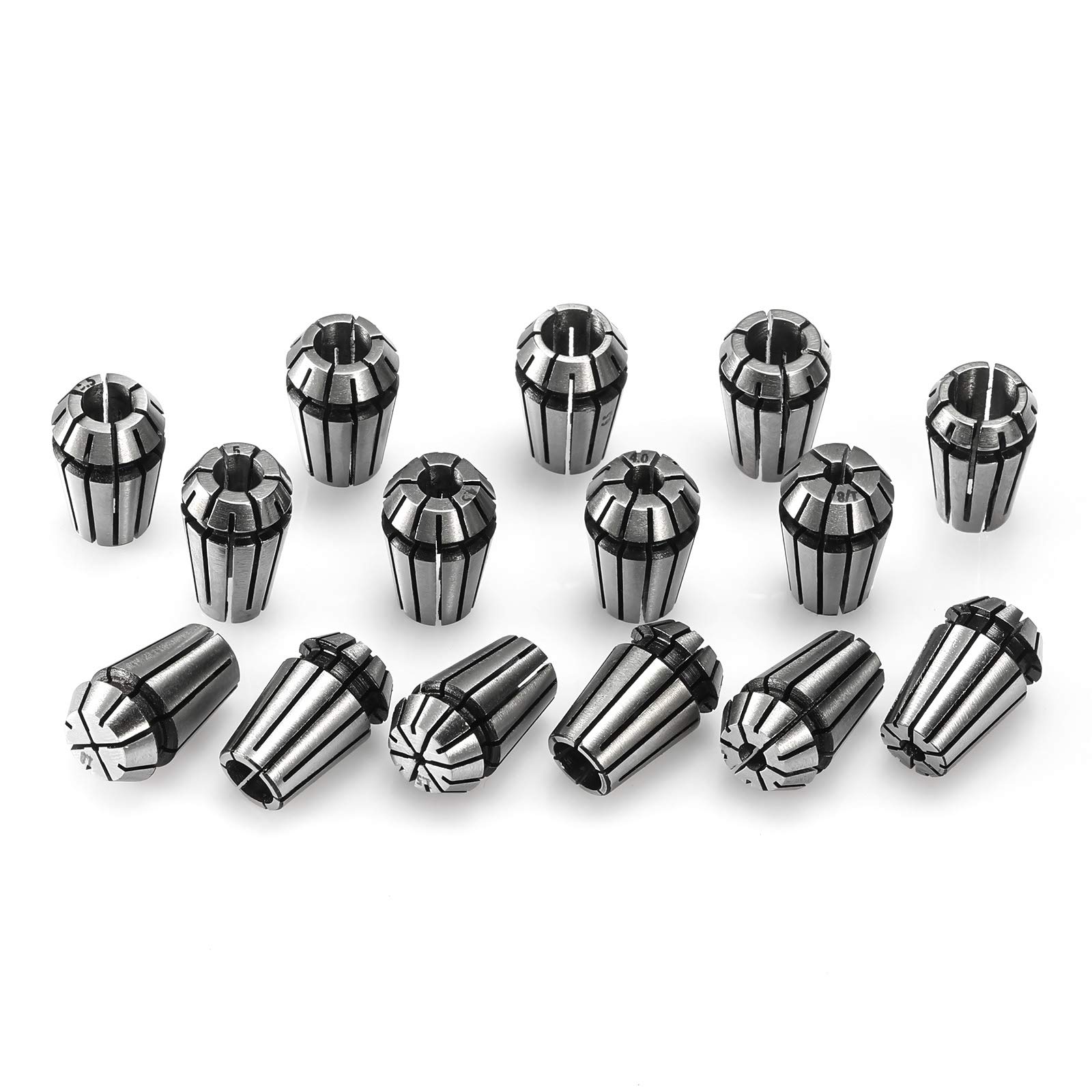 15PCS ER11 Precision Spring Collet Set for CNC Engraving Milling Lathe Chuck Tool, 1.0mm-7.0mm & 1/4