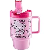 Get Trend Hello Kitty Sanrio Kids Water Bottle with Straw 16.9 oz BPA Free Leakproof Plastic Cup with Lid Handle Kawaii Tumbler Gifts for Kids (Pink Hello Kitty)
