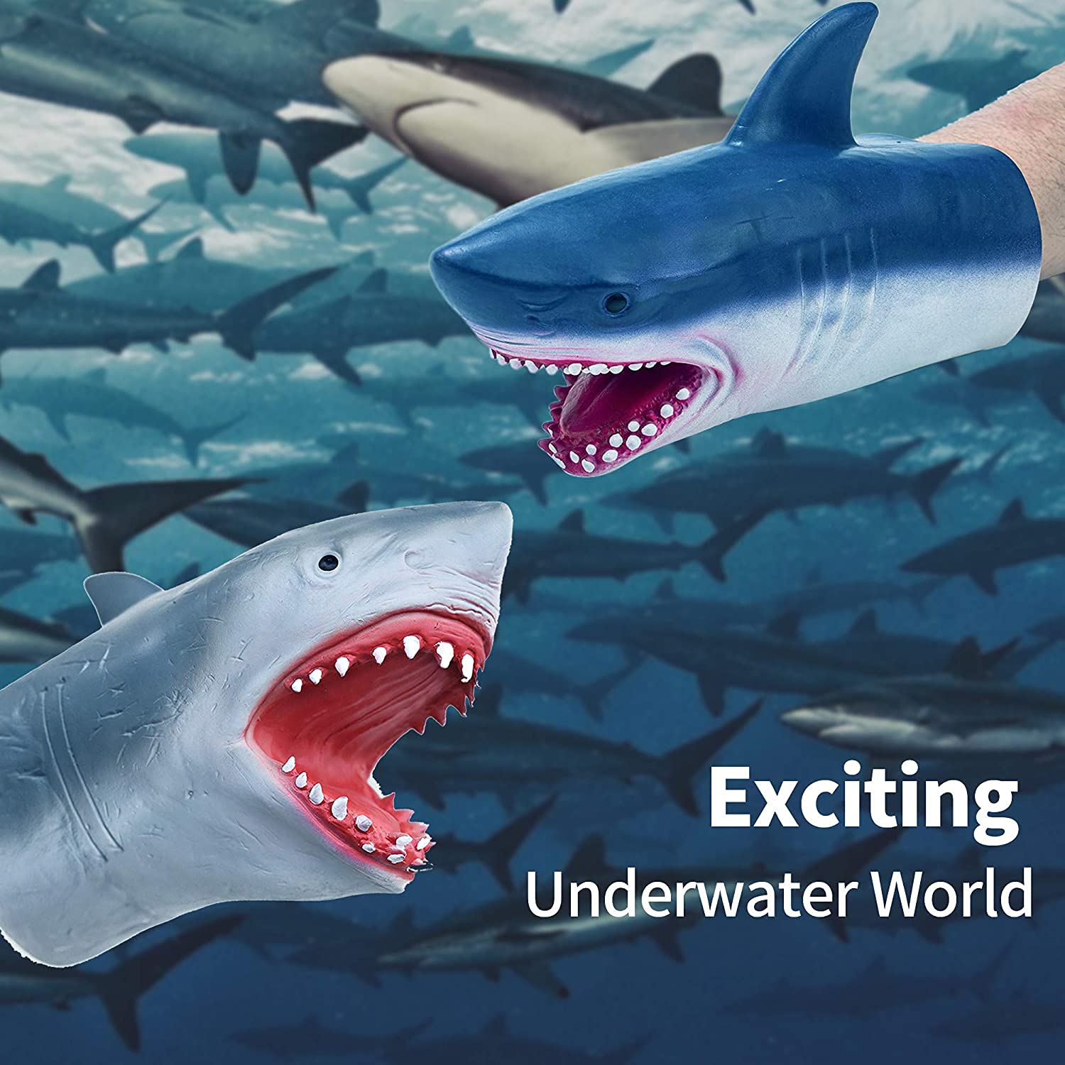 Yolococa Shark Hand Puppet Realistic Latex Animal Hand Puppets for Children Instagram Toys