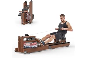 MR. CAPTAIN Water Rowing Machine for Home Use- Foldable Rower Machine 400LBS Weight Capacity with Dedicated Monitor & Comfortable Seat, Bluetooth APP