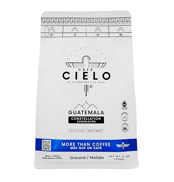 CAFÉ CIELO BLEND CONSTELLATION, THE COFFEE FROM GUATEMALA, 100% GUATEMALAN ARABICA COFFEE, ARTISANAL CULTIVATION SINGLE ESTATE COFFEE. (GROUND, 340G/12 OZ), ENRICHED WITH NOTES OF CHOCOLATE, WALNUT AND LEMON.