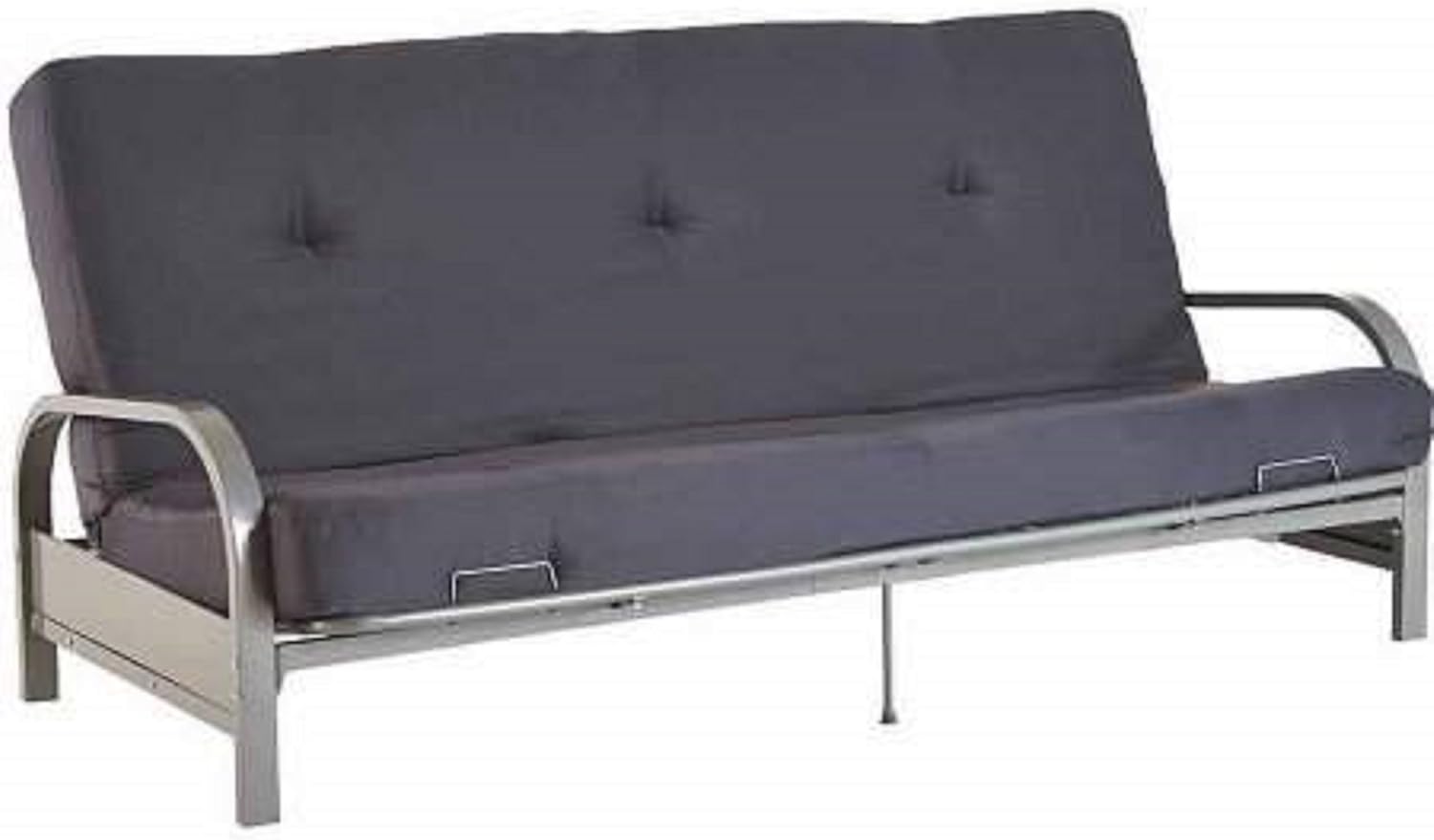 DHP 2106459WE Silver Metal Arm Futon Frame with 6" Grey Mattress