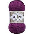 Alize Diva Silk Effect 100% Microfiber Acrylic Yarn 1 Ball skeins 100gr 383yds Color (297 - Plum)