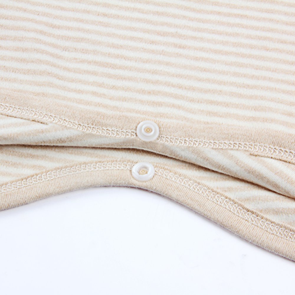 Jane Chen\'s Baby Snap Striped Long Sleeve Onesie Organic Color Cotton Bodysuit (Height 80, Apricot Puppy)