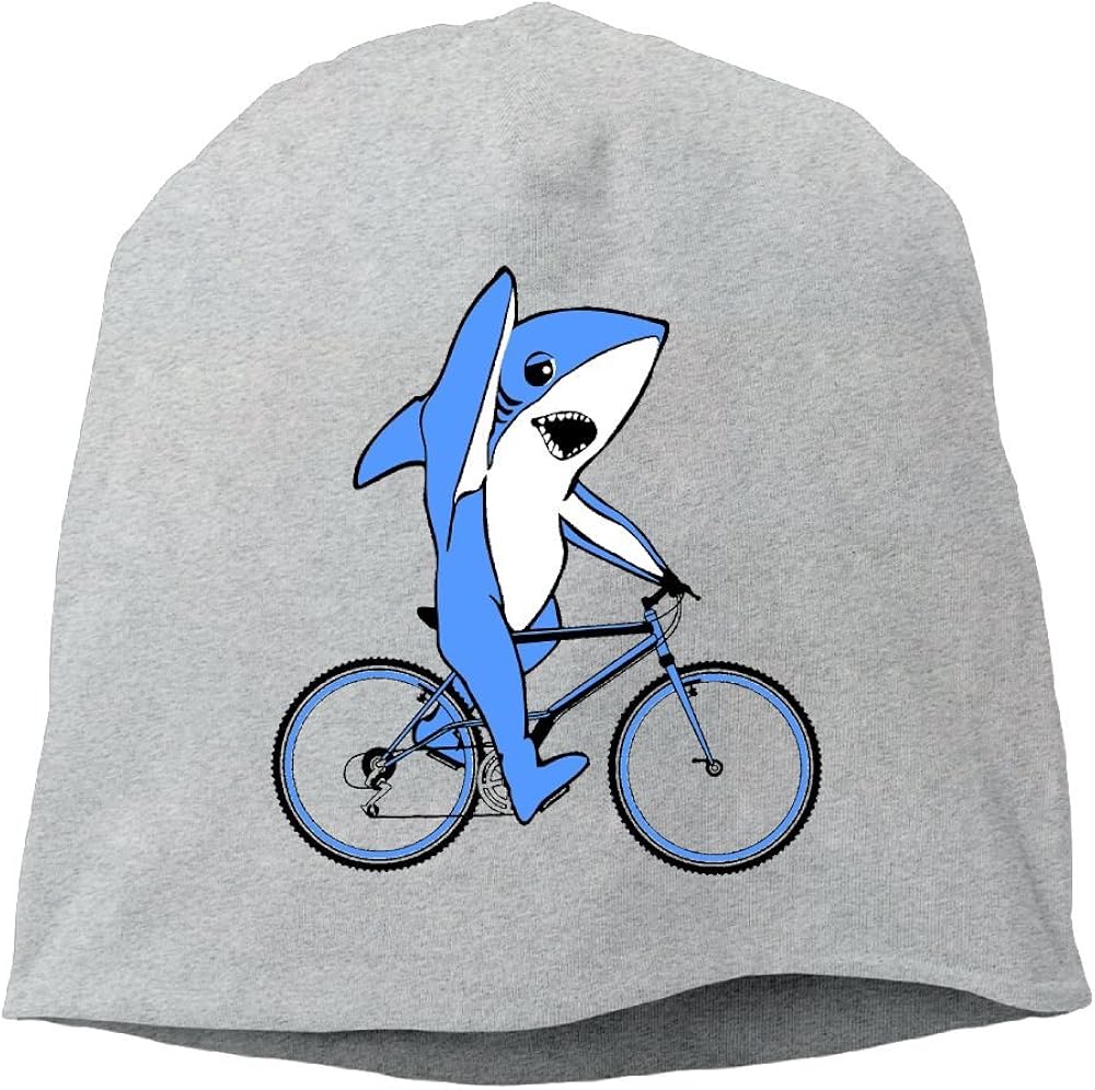 XUri Funny Shark On Bike Unisex Heather Beanie Ash