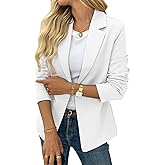 ELLEVEN Women’s Business Casual Open Front Blazers, Stretchy Knit Long Sleeve Blazer Work Office Suit Jackets