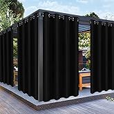 PureFit Outdoor Curtains for Patio Waterproof Weatherproof, UV and Fade Resistant Outside Curtains for Gazebo, Front Porch, Pergola, Sun Blocking Privacy Curtain, 52W x 84L inch, 1 Panel, Black