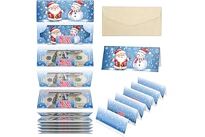 Linelglobal Christmas Cash Gift Envelope 11-Slot Money Holder with Greenting Card for Xmas Holiday Surprise - Santa Snow