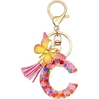 Gold Initial Letter Keychain With Heart Crystal - Personalized Alphabet Charm