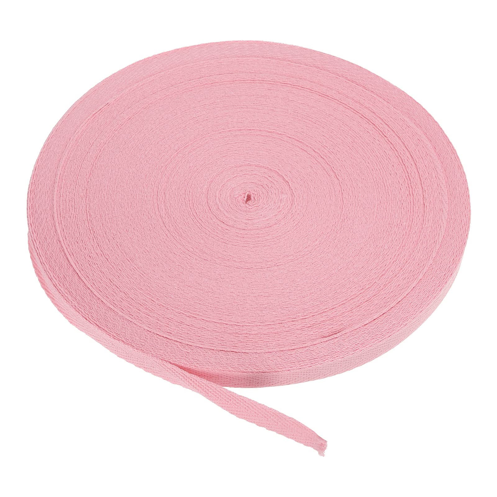 PATIKIL Cotton Twill Tape 10mm(3/8 Inch) 50 Yards Cotton Ribbon Bias Binding Tape Herringbone Webbing Trim for Sewing Gift Wrapping Craft DIY Pink - 45m