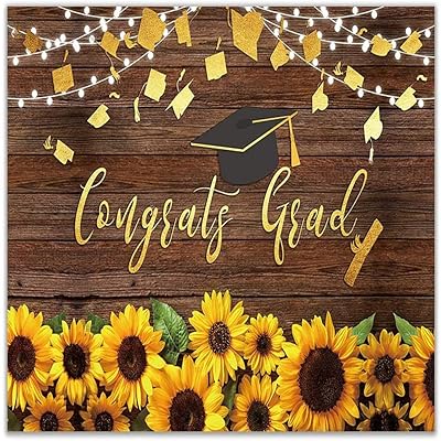 Buy Allenjoy 8x8ft Soft Durable Graduation Party Backdrop Class Of 19 Golden Bachelor Cap Sunflower Decorations Rustic Wood Photography Background Congrats Grad Prom Banner Photo Booth Props Online In Qatar B07sqw58g3