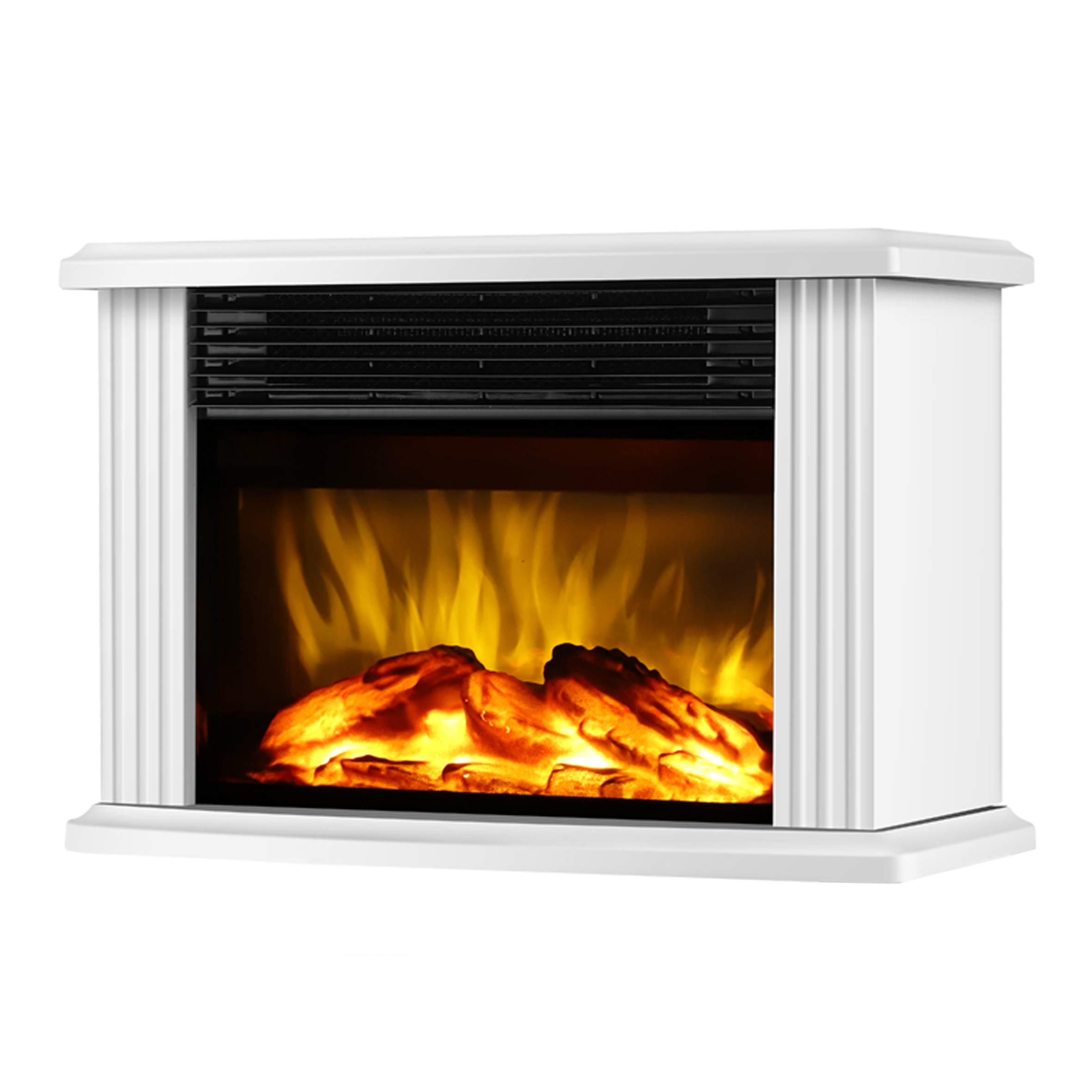 DONYER POWER 14" Mini Electric Fireplace Tabletop Portable Heater, 1500W, White Metal Frame,Room Heater,Space Heater