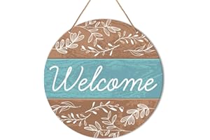 Muktoujaumai Welcome Sign Front Door Decor, Boho Welcome Round Wood Hanging Sign Decor Farmhouse Wall Sign Bohemia Decorations for Door, Porch, Home, Housewarming Gift for New House Women Men