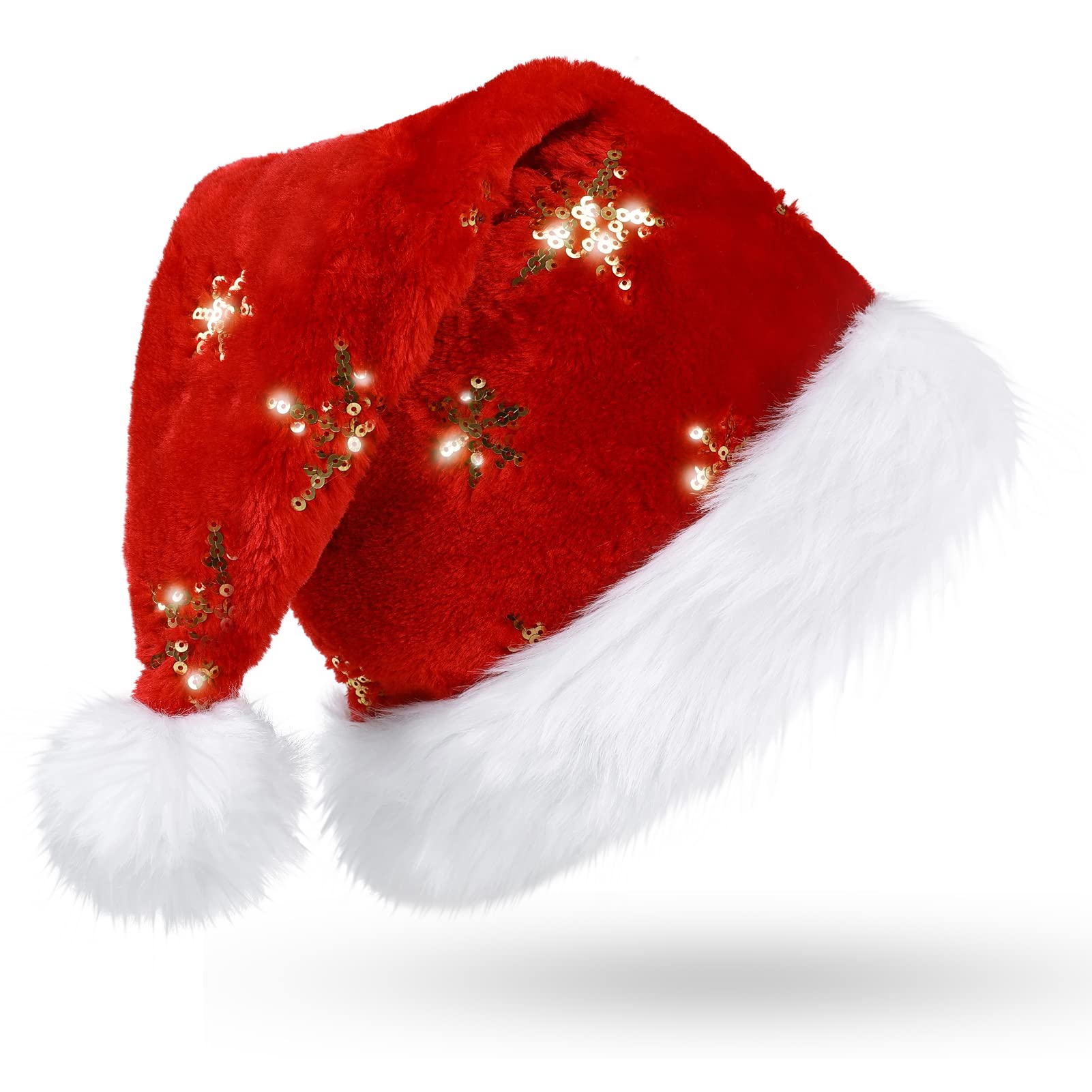 CITÉTOILE Red Sequin Santa Hat for Adults - Large Luxury Christmas Party Decor for Women and Men - Xmas Home Decoration