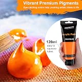ARTKUNST 8 Color Acrylic Paint Set 4oz Each with 3 Brushes Non Toxic view 3