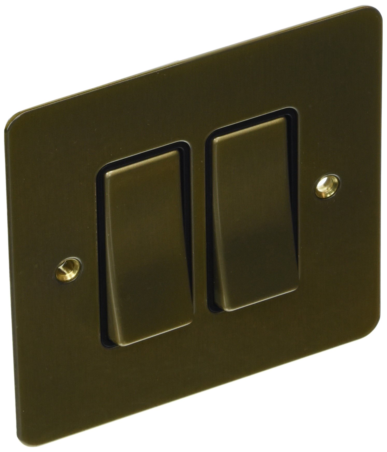 MK Edge K13472SAGB 20A 2-Gang Single Pole Switch with Large Rockers - Satin Gold