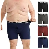 INNERSY Men's Big and Tall Boxer Briefs Breathable & Moisture-Wicking Underwear with Open Fly 4-Pack