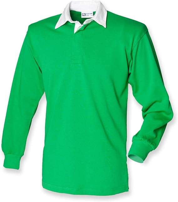 Front Row Langarm Classic Rugby Shirt, Grün/Weiß, Gr.S Amazon.de