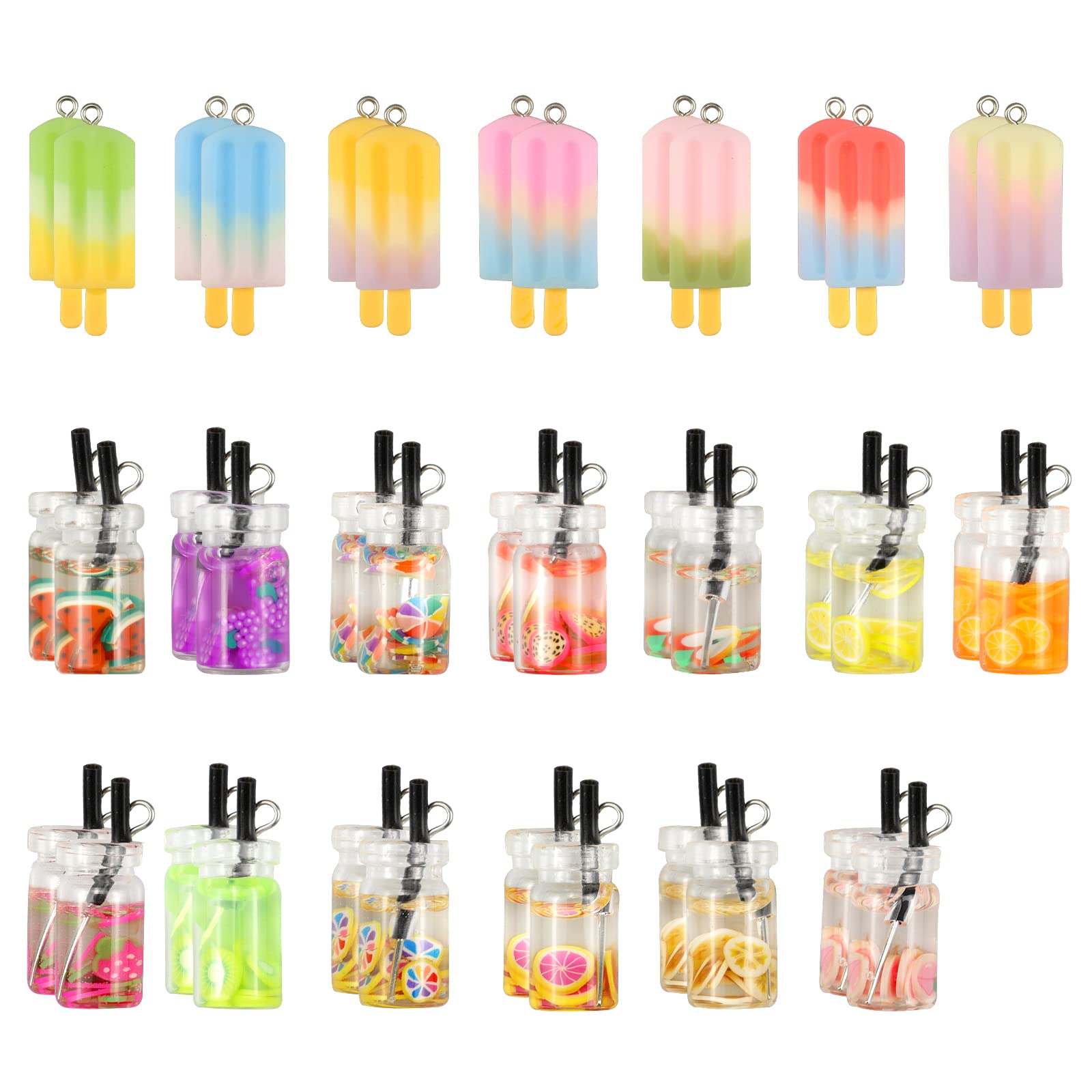 burkfeeg 40 Pcs Milk Tea Resin Charms, Mini Boba Keychain & Earring Dangle Charms for Crafts