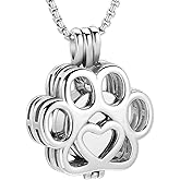 Oinsi Pet Cremation Jewelry For Ashes For Dog/Cat Paw Stainless Steel Memorial Locket Urn Necklace Inside Mini Case Keepsake Cremation Jewelry Women Men