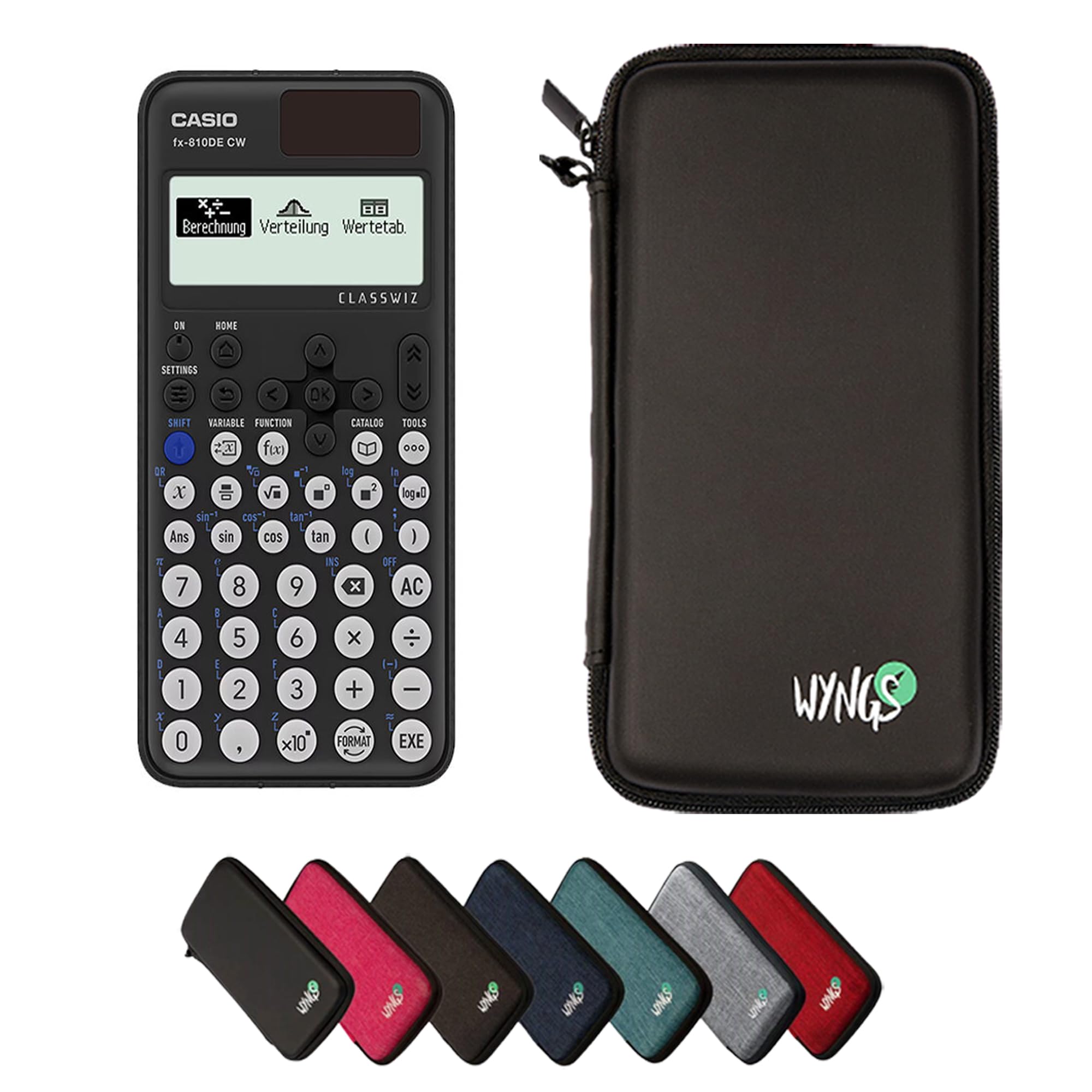 Casio fx-810DE CW including a WYNGS protective case in Black - Basic Set (German)
