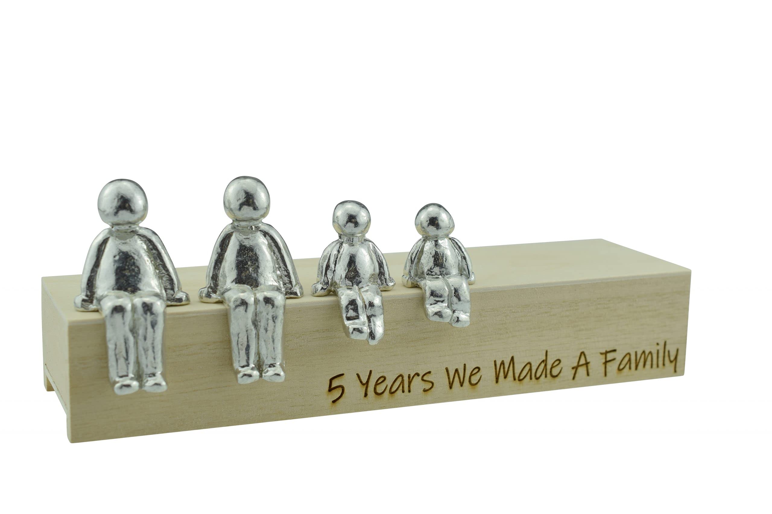 Pirantin 5th Anniversary Idea - 5 Years We Made A Family Metal Ornament - Choose Your Family Combination Box & Woodgrain May Vary(2 Children)