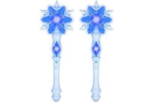 KingGlee Light Up Frozen Snowflake Wands with Sound(Motion Sensitive) Magic Toy for Kids Girls Princess Party Favors Costume Cosplay Accessories 2 Pieces Blue