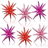 Pink Red Star Balloons, 22 Inch Hot Pink Red Foil Explosion Star Balloons, Large Spike Balloon Stars Cone balloons, for Girls Women Birthday Wedding Anniversary Bridal Shower Party Decorations