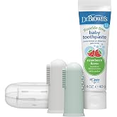 Dr. Brown's Finger Toothbrush and Toothpaste Set, Gray and Green, 2-Pack
