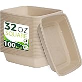 32oz Large Rectangle Paper Bowls [100-Pack], Heavy Duty Disposable Bowls Perfect for for Taco Salad, Burrito, Nacho, Pasta, Compostable Bowls for Party