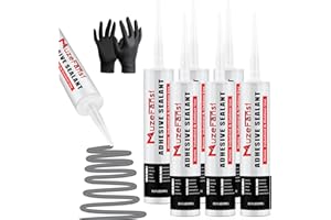 MUZEFANSI Concrete Crack Repair Sealant, Concrete Joint Filler, Waterproof Self-Leveling Concrete Repair Sealant for Sealing Horizontal Surfaces Expansion Joints, 10.1 fl. oz (6 Pack, Gray)